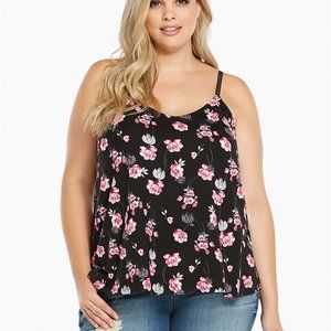 Torrid Floral Crochet Trim Tank